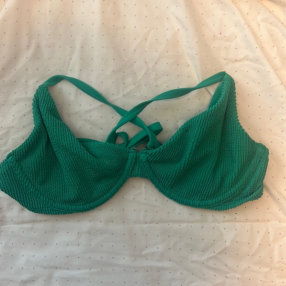 green hollister underwire tie back bikini top
